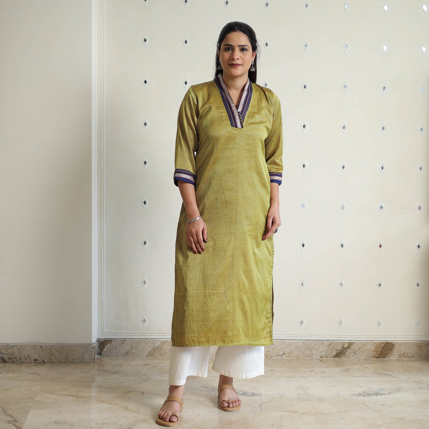 Green - traditional cotton khun straight kurta for women 06