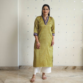 Green - traditional cotton khun straight kurta for women 06