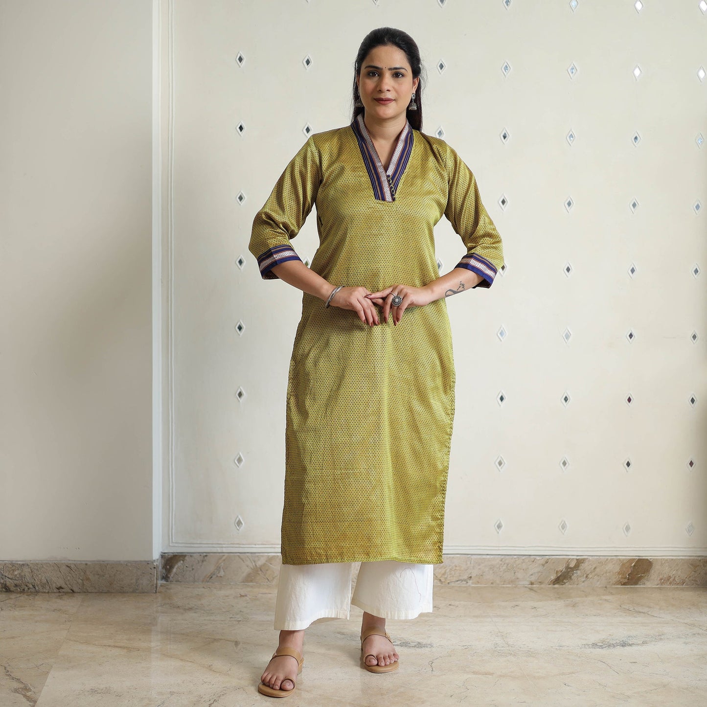 Green - traditional cotton khun straight kurta for women 06