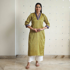 Green - traditional cotton khun straight kurta for women 06