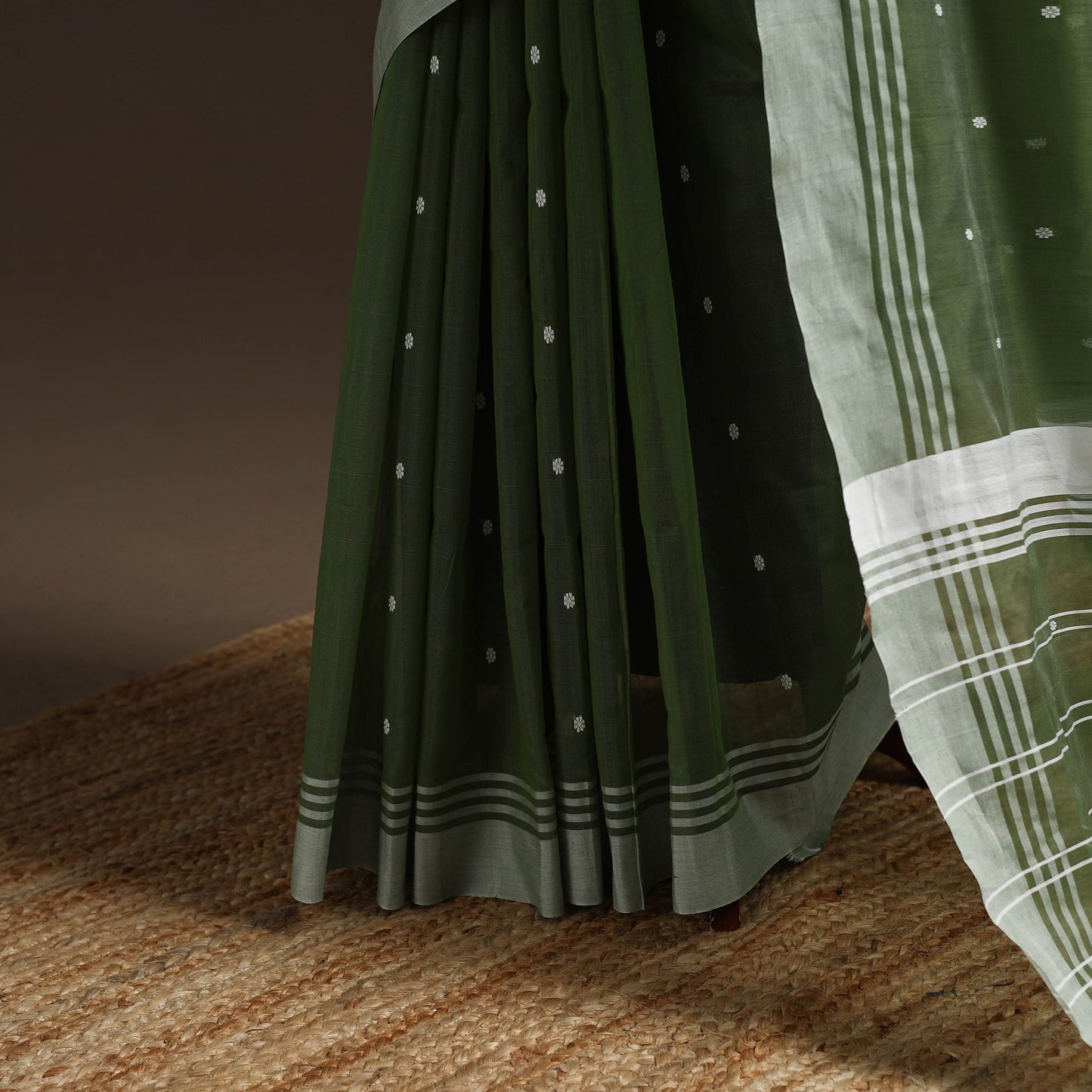 Green - traditional handloom chanderi silk saree 07