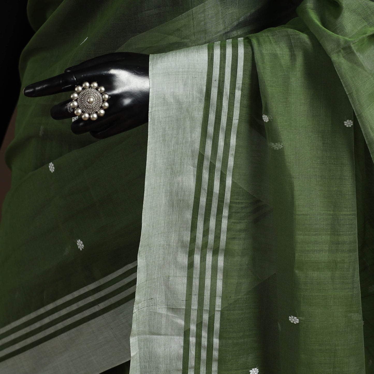 Green - traditional handloom chanderi silk saree 07