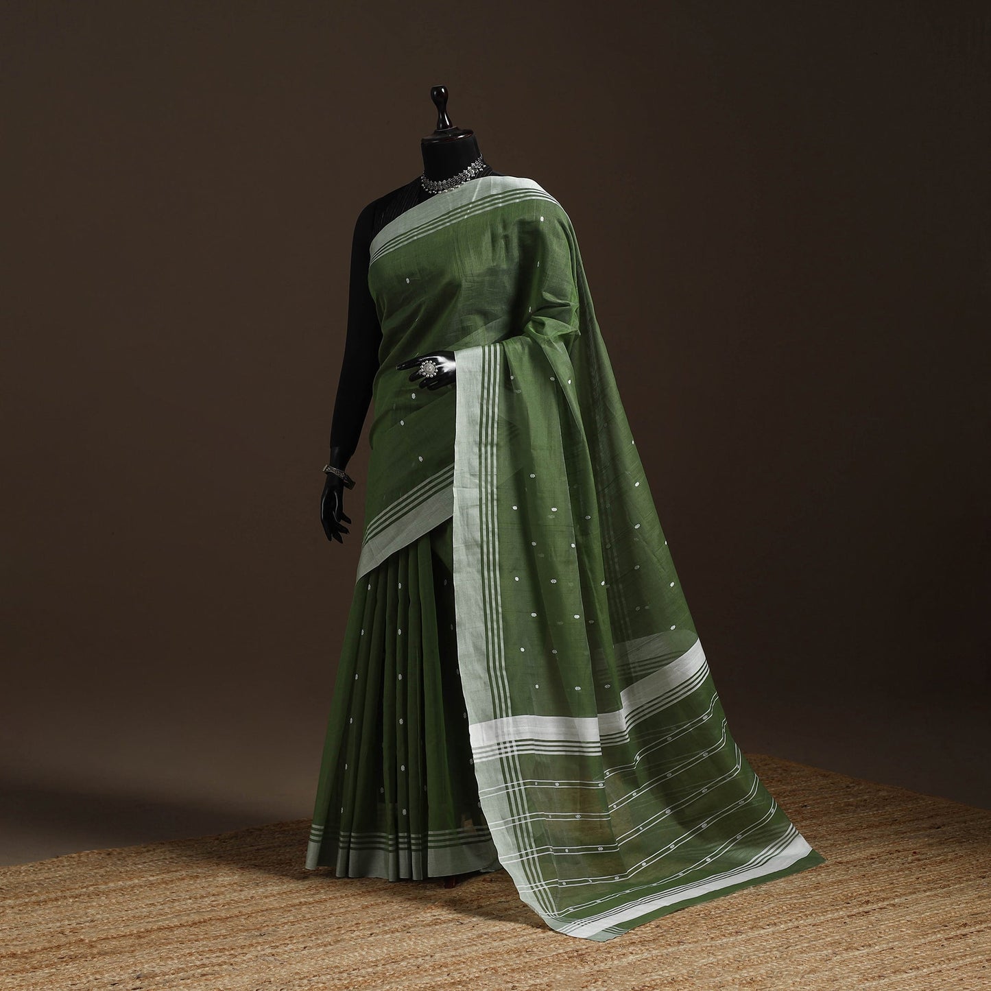 Green - traditional handloom chanderi silk saree 07