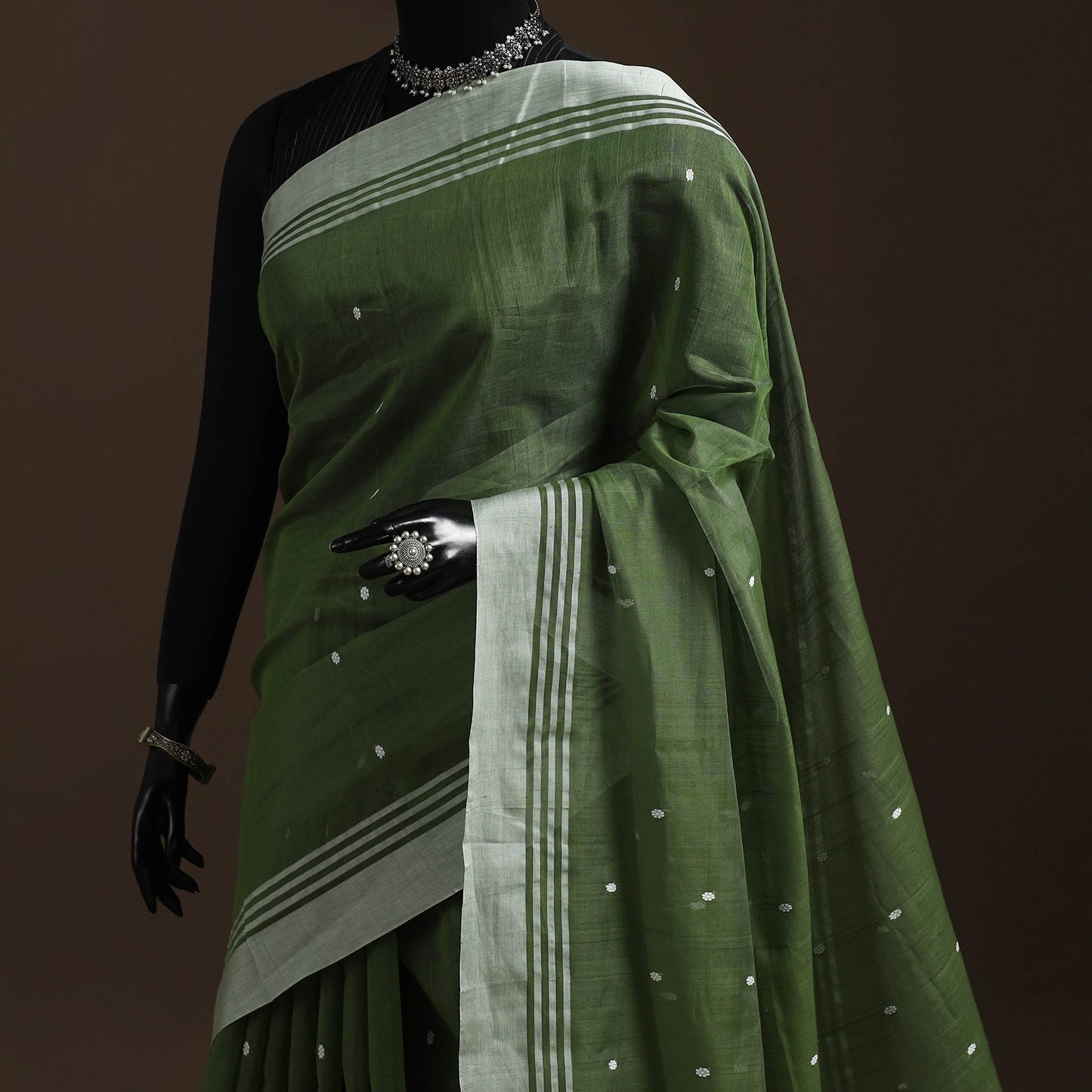 Green - traditional handloom chanderi silk saree 07