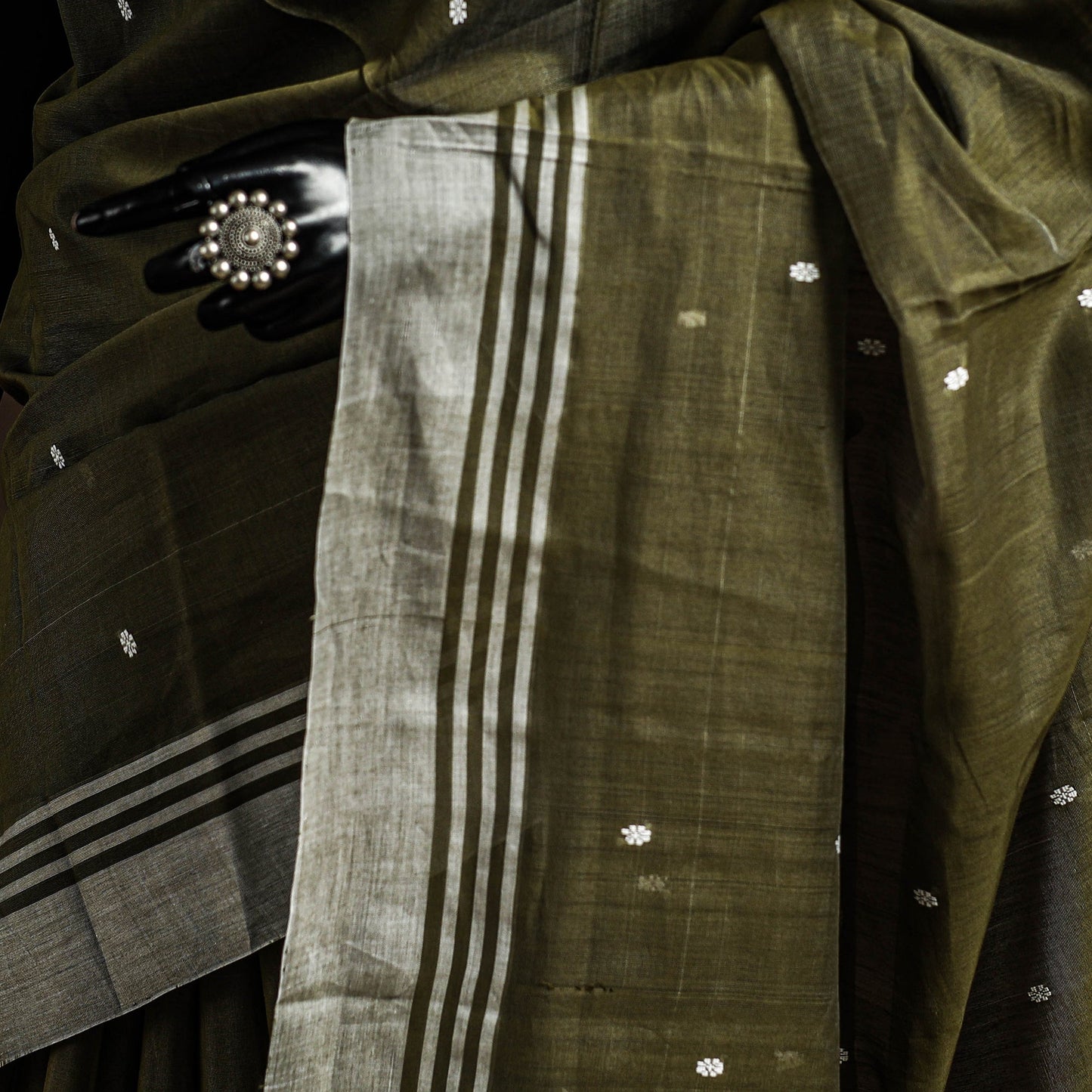 Green - traditional handloom chanderi silk saree 14