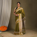 Green - traditional handloom silk cotton maheshwari saree