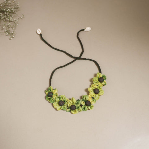 Traditional handmade fabart green rosa gajra - handcrafted