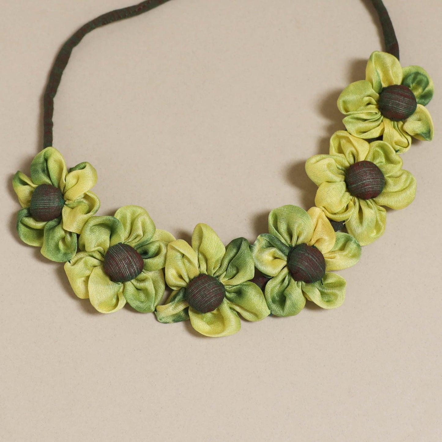 Traditional handmade fabart green rosa gajra - handcrafted