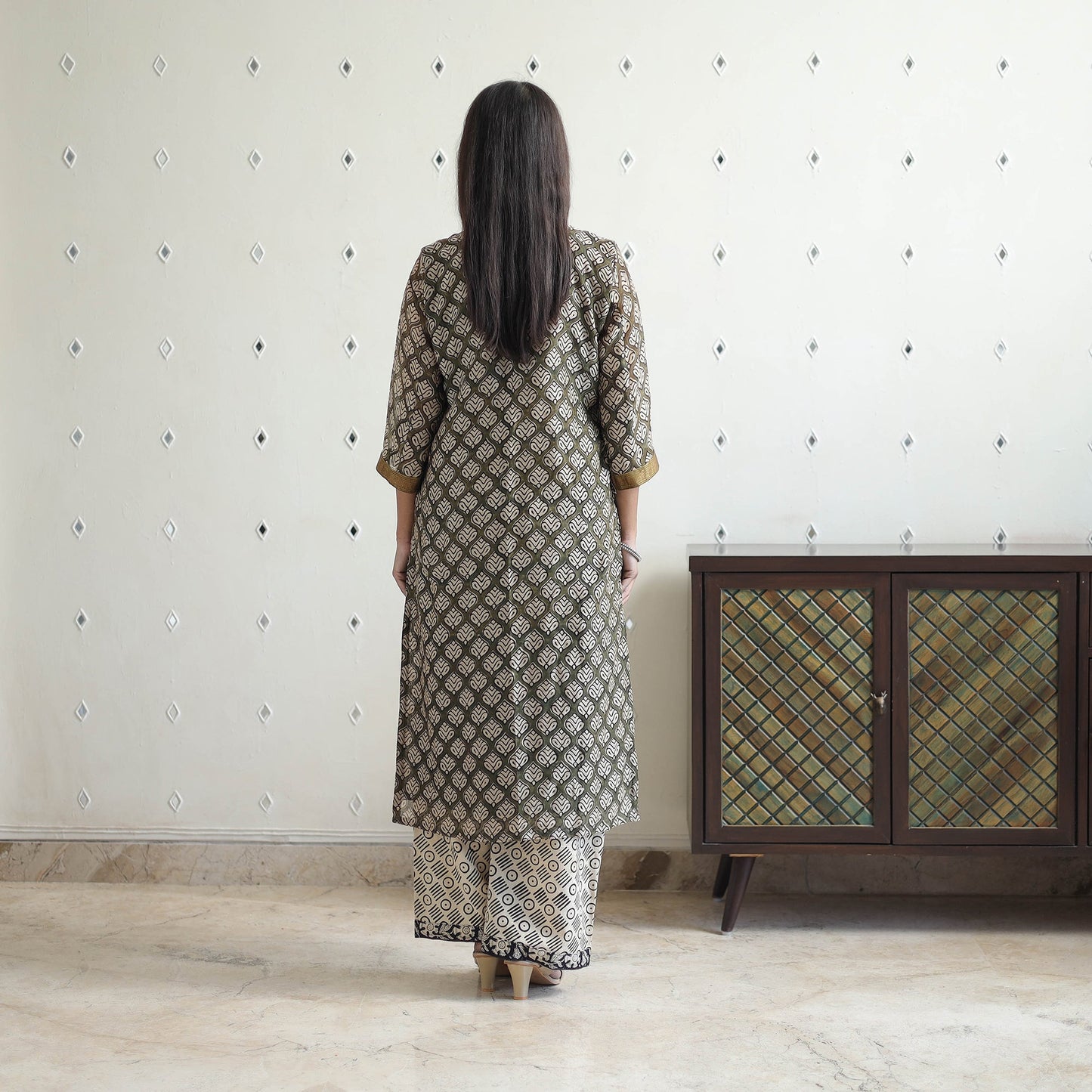 Buy Traditional Maheshwari Silk Bagru Print Kurta Set