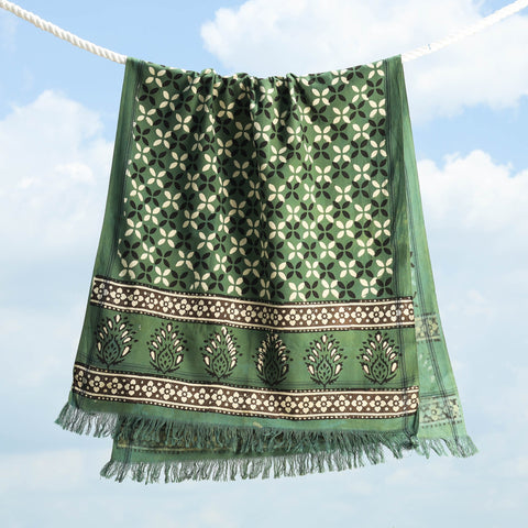 Buy Traditional Pipad Block Printed Pure Handloom Cotton Towel Online at iTokri.com