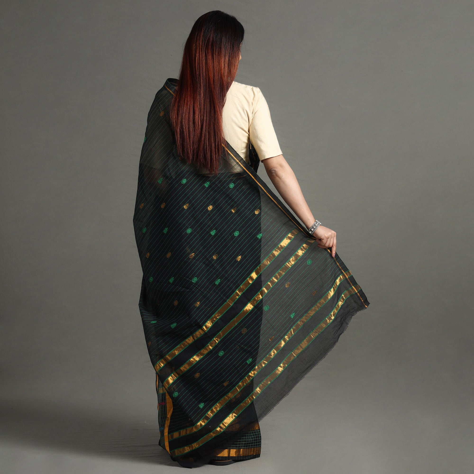 Green - traditional venkatagiri handloom cotton stripe