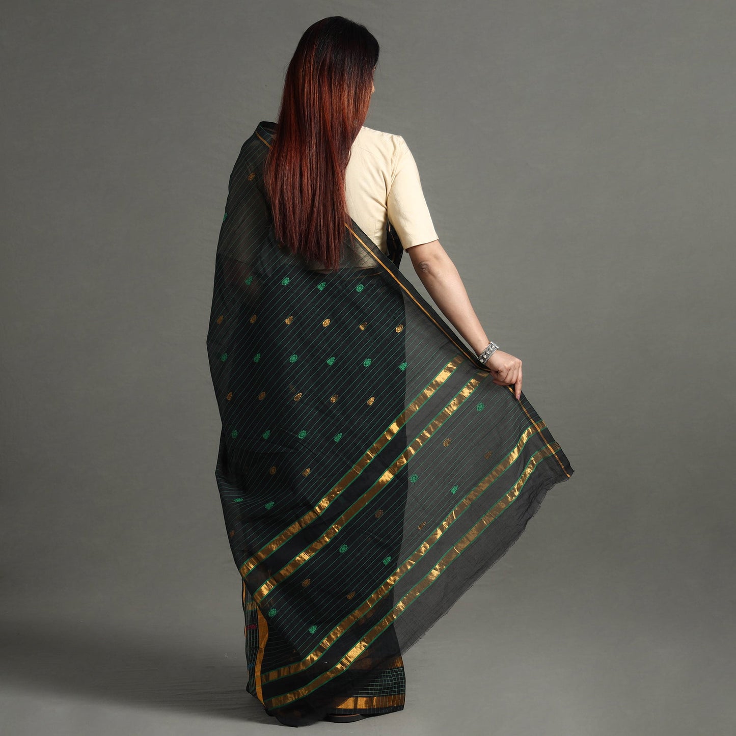 Green - traditional venkatagiri handloom cotton stripe