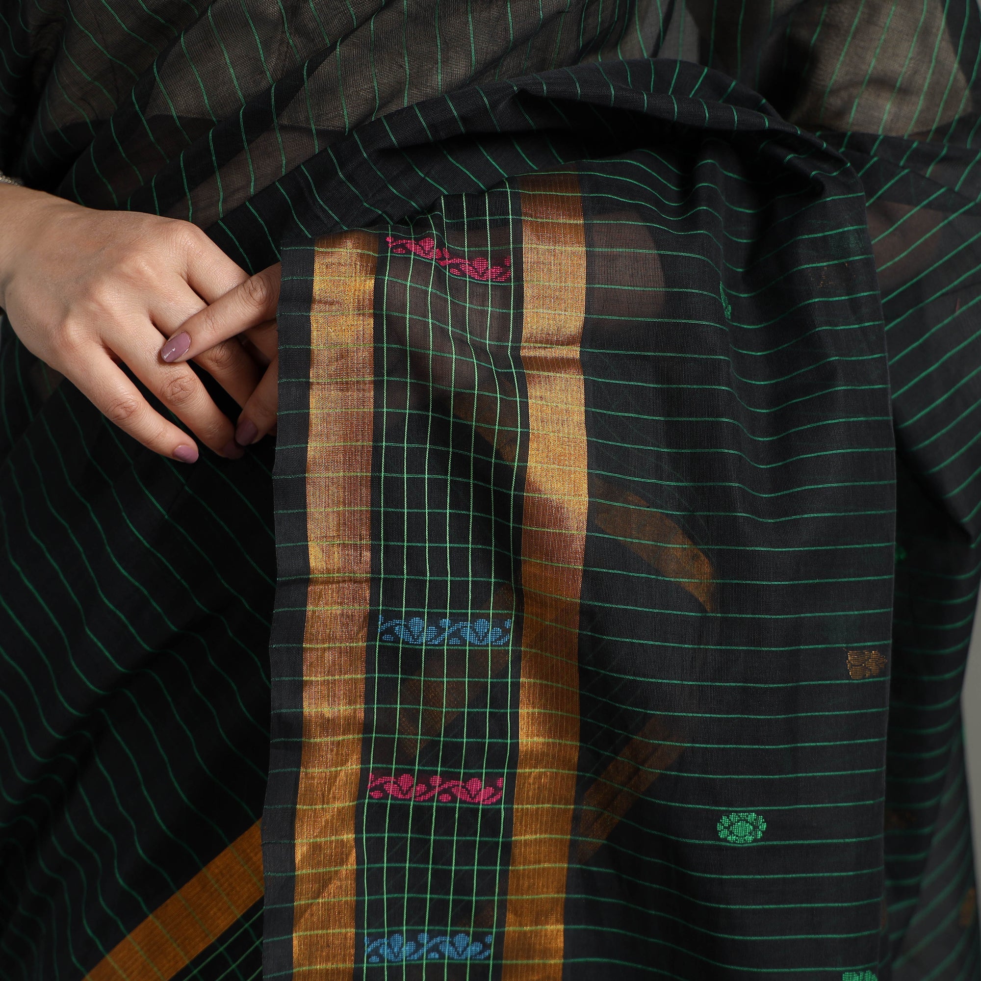 Green - traditional venkatagiri handloom cotton stripe
