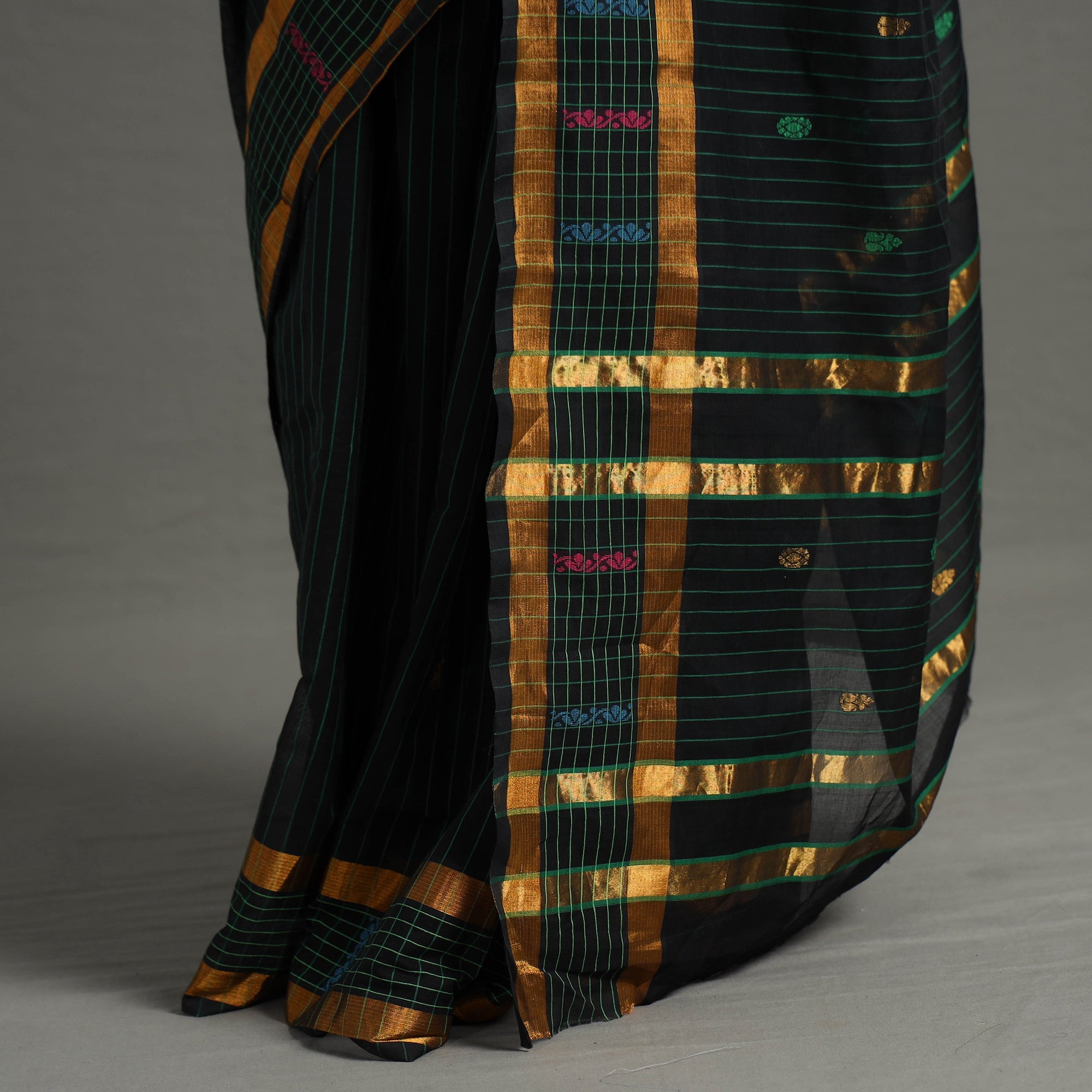Green - traditional venkatagiri handloom cotton stripe
