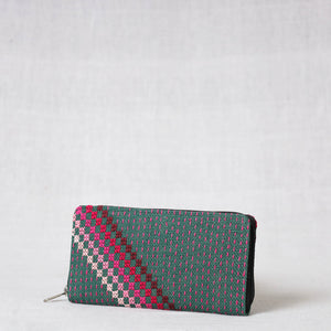 Green Tribal Hand Embroidered Jute Clutch Wallet