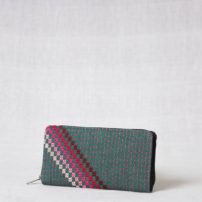 Green Tribal Hand Embroidered Jute Clutch Wallet