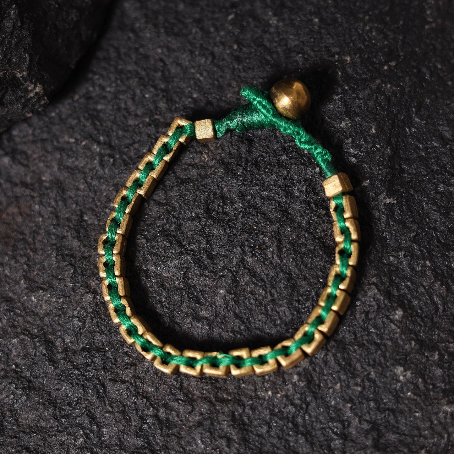 Green - tribal odisha dokra threadwork bracelet 29