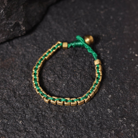 Green - tribal odisha dokra threadwork bracelet 29