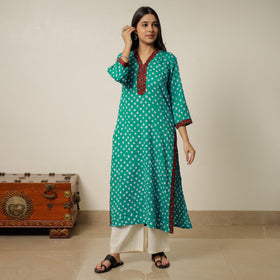  Bandhani Tie-dye Cotton Long Kurta for Women