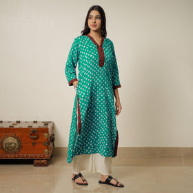  Bandhani Tie-dye Cotton Long Kurta for Women