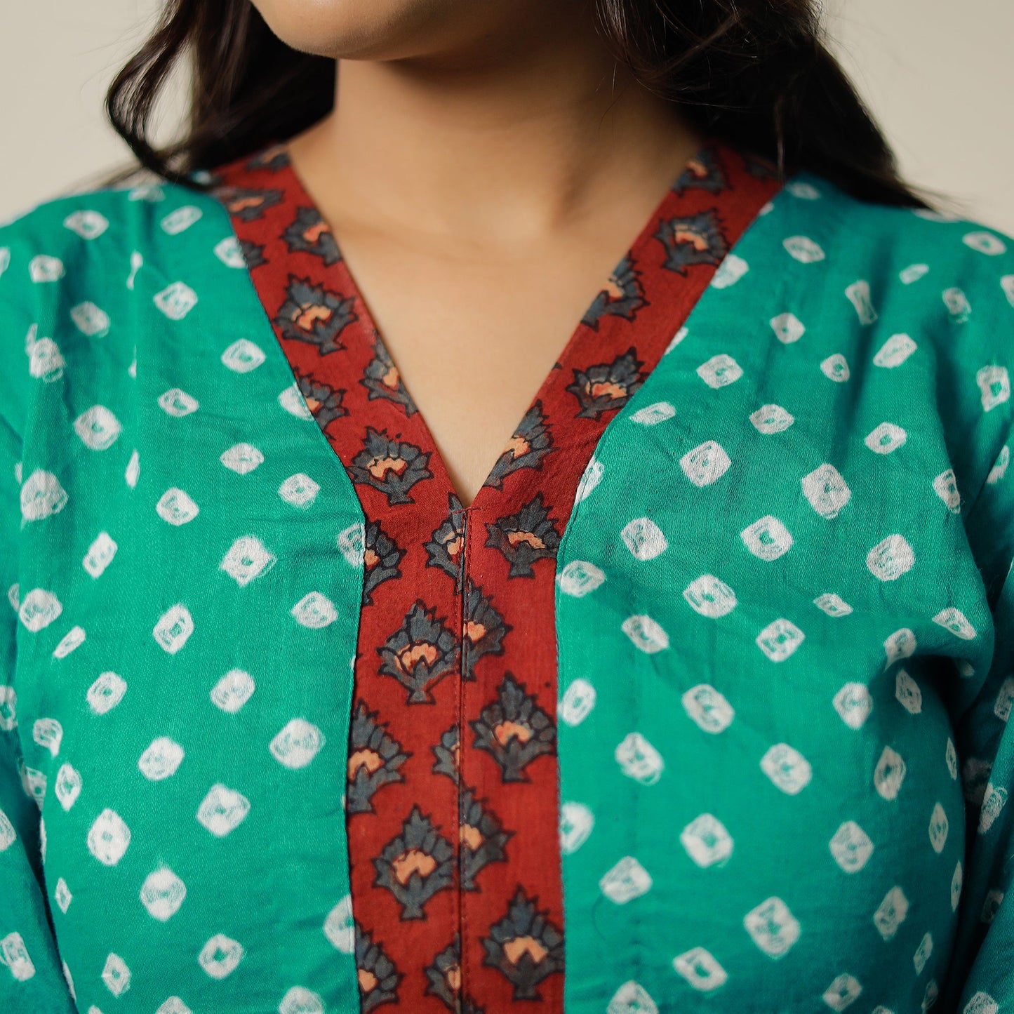  Bandhani Tie-dye Cotton Long Kurta for Women