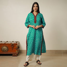  Bandhani Tie-dye Cotton Long Kurta for Women