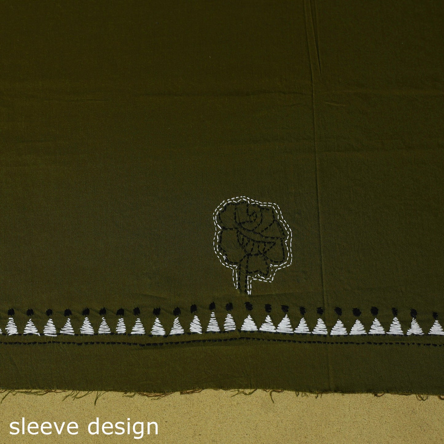 Green - unstitched cotton bengal kantha handwork kurta