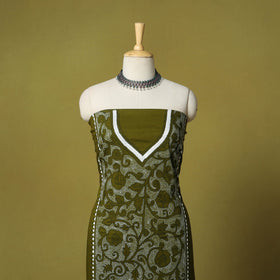 Green - unstitched cotton bengal kantha handwork kurta