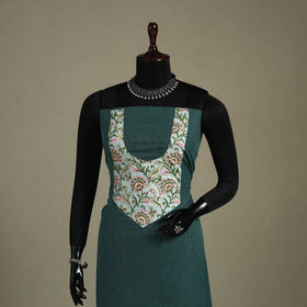 Green Unstitched Plain Cotton Kurta Material