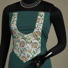 Green Unstitched Plain Cotton Kurta Material