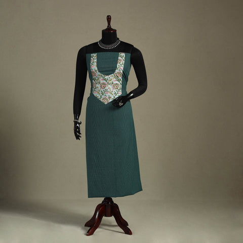 Green Unstitched Plain Cotton Kurta Material