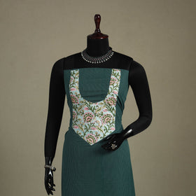 Green Unstitched Plain Cotton Kurta Material