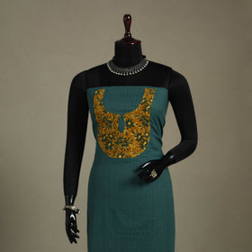 Green Unstitched Plain Cotton Kurta Material