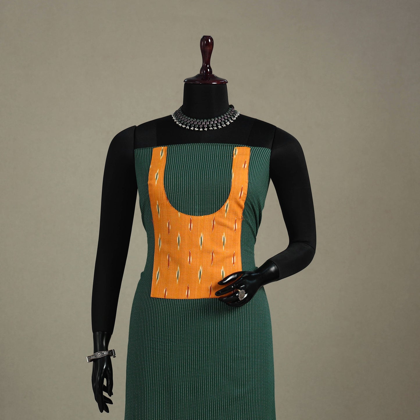 Green Unstitched Plain Cotton Kurta Material