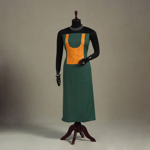 Green Unstitched Plain Cotton Kurta Material