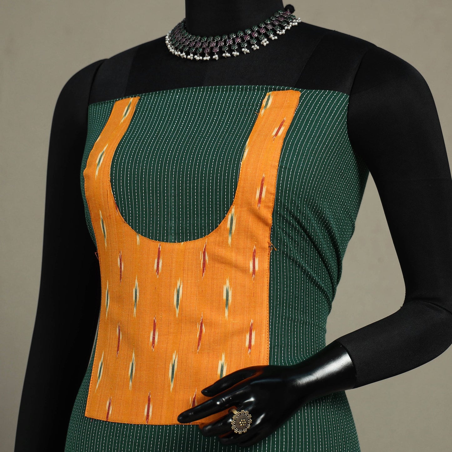 Green Unstitched Plain Cotton Kurta Material