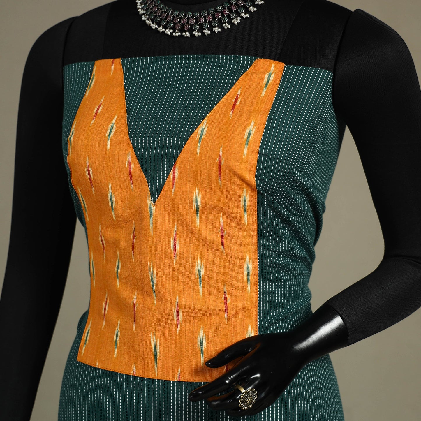 Green Unstitched Plain Cotton Kurta Material