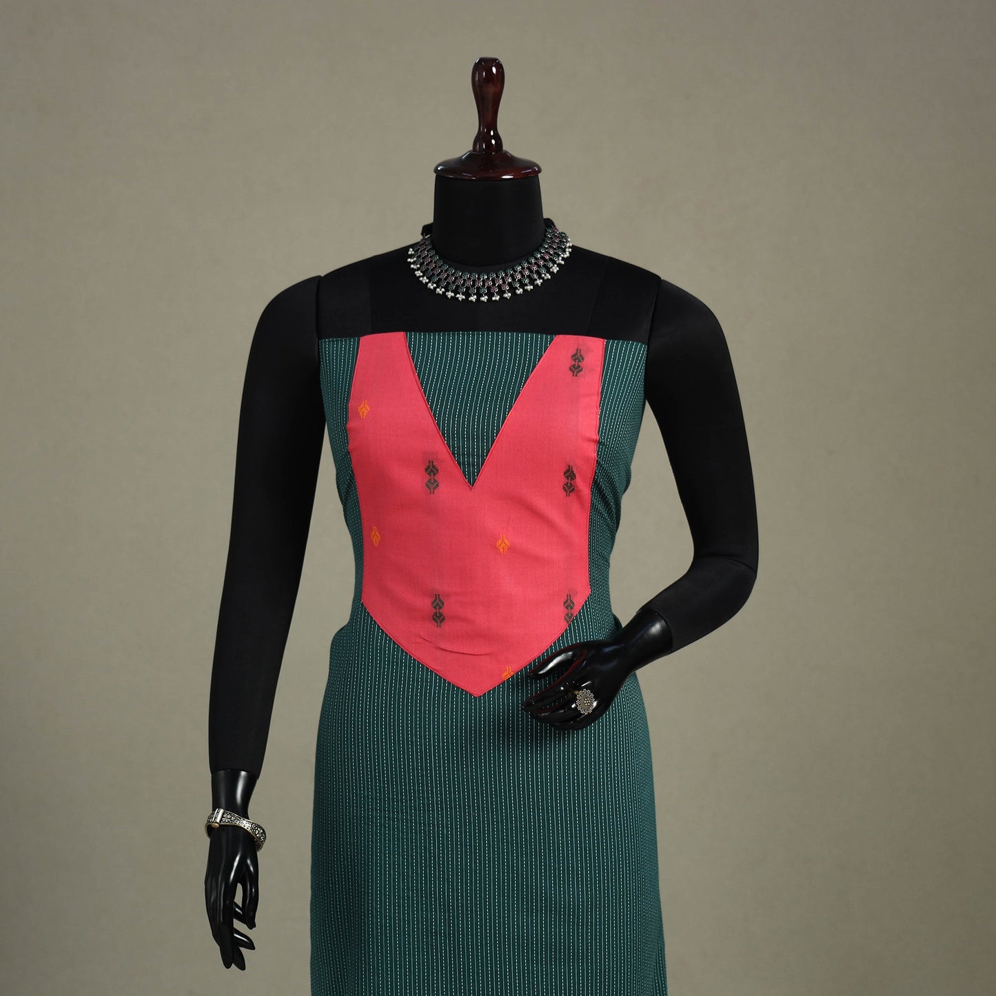 Green Unstitched Plain Cotton Kurta Material