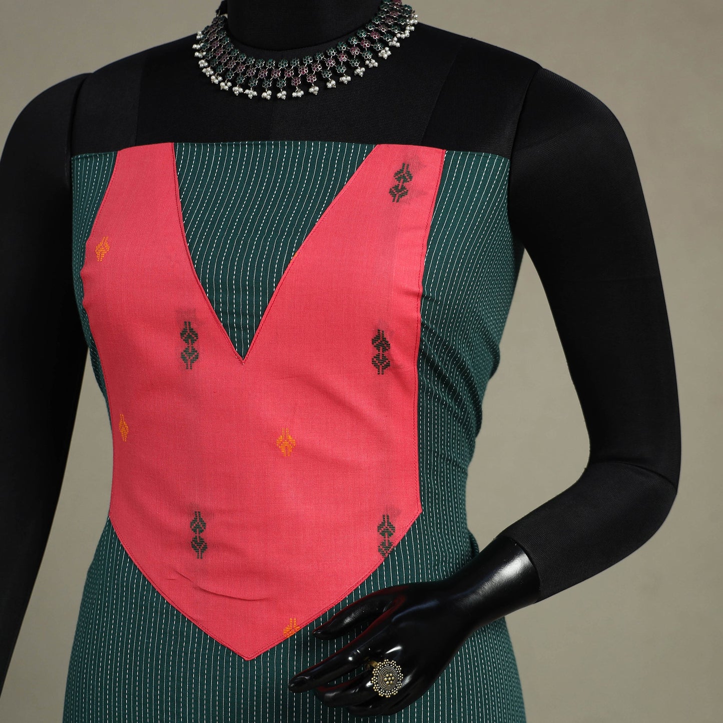 Green Unstitched Plain Cotton Kurta Material