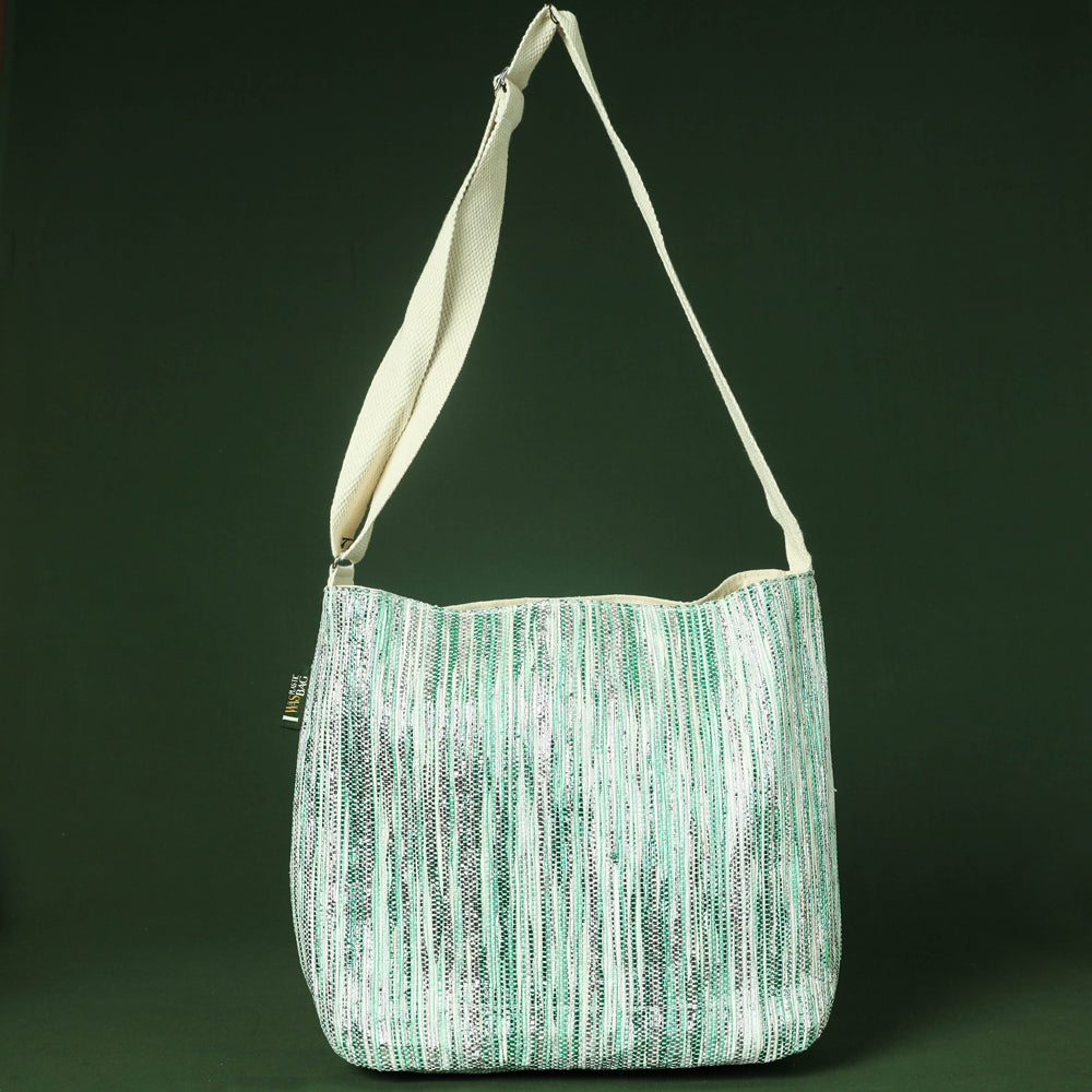 Green Upcycled Weave Handmade Sling Bag