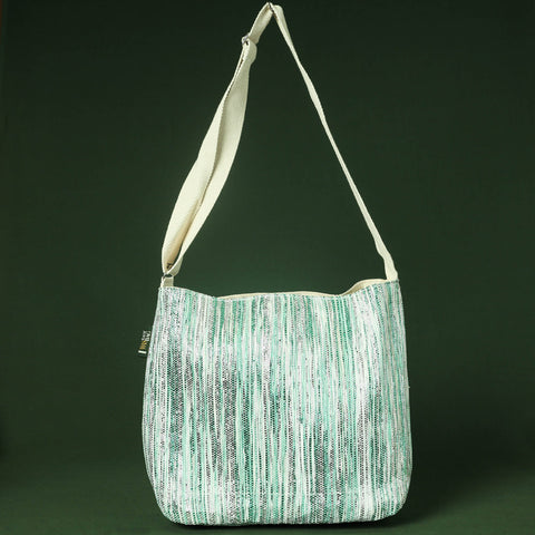 Green Upcycled Weave Handmade Sling Bag