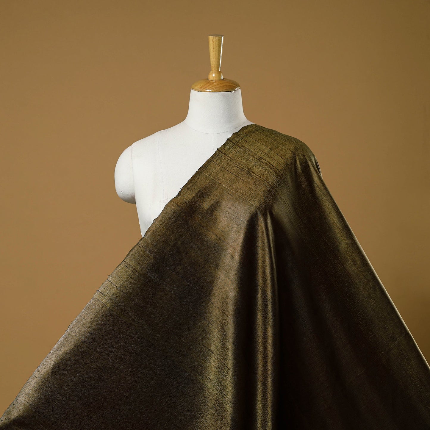 Green - vidarbha tussar x ghicha silk handloom fabric 08