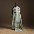 Green - hand merino wool sanganeri saree 05 - handcrafted