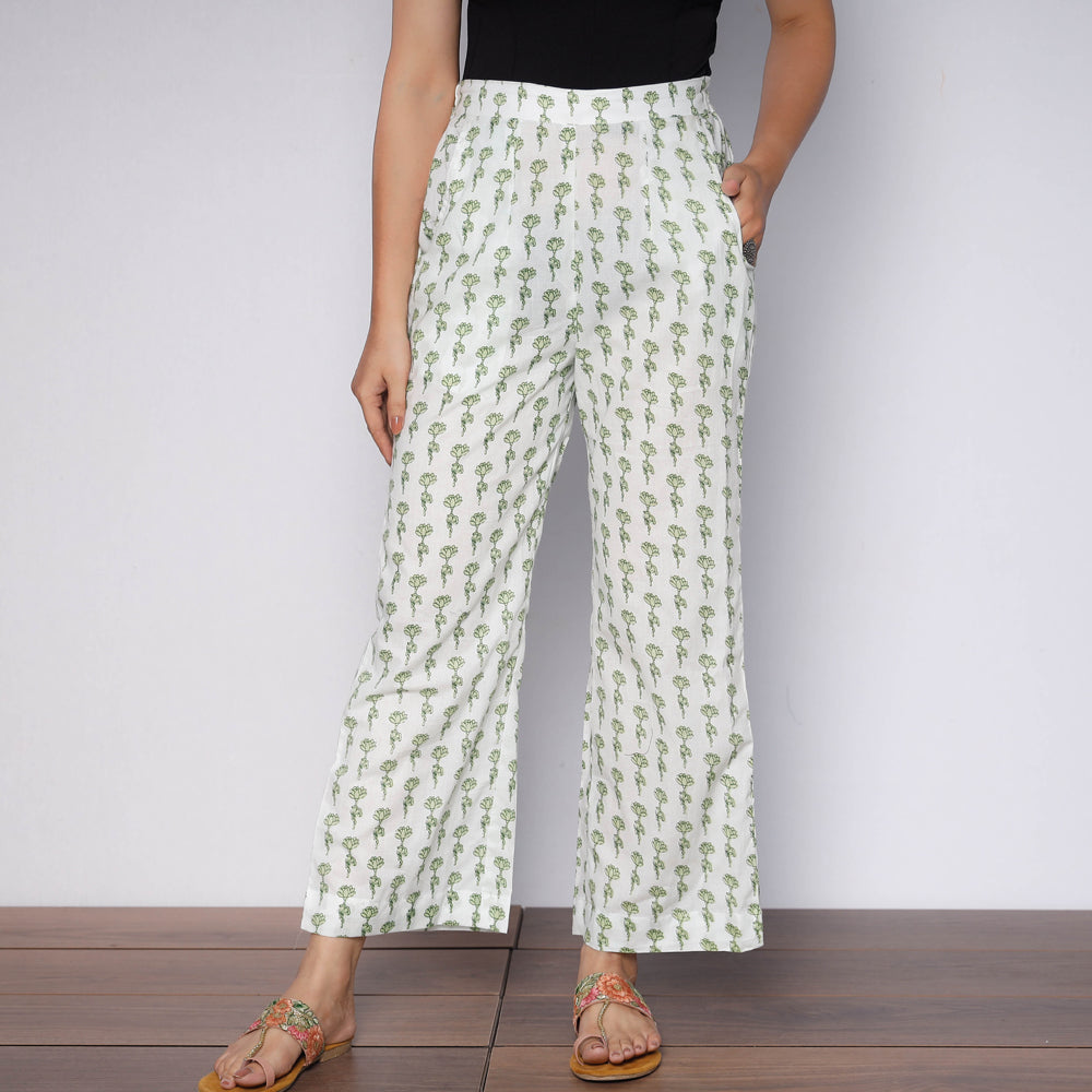 Buy Sanganeri Hand Block Printed Cotton Long Kurta with Palazzo Set Online l iTokri.com