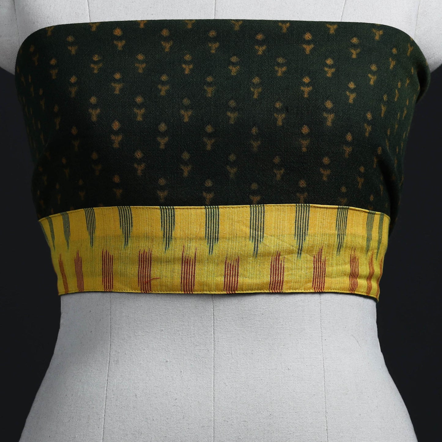 Green - woollen akola blouse piece 23 - handcrafted