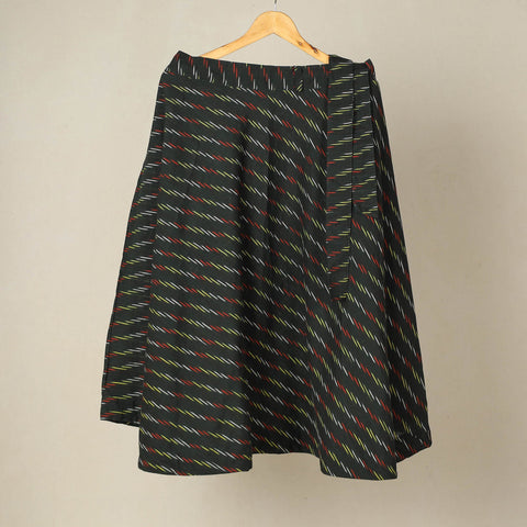 Green Wrap Around Cotton Pochampally Ikat Skirt