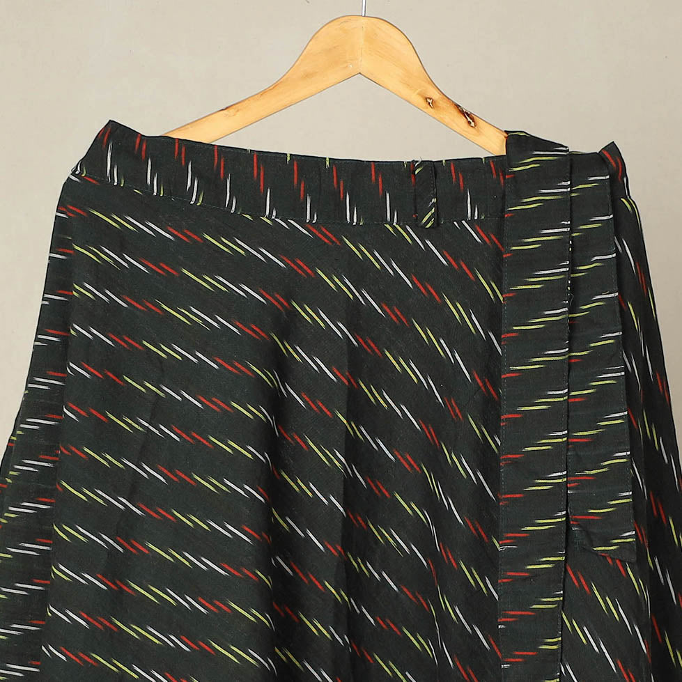Green Wrap Around Cotton Pochampally Ikat Skirt