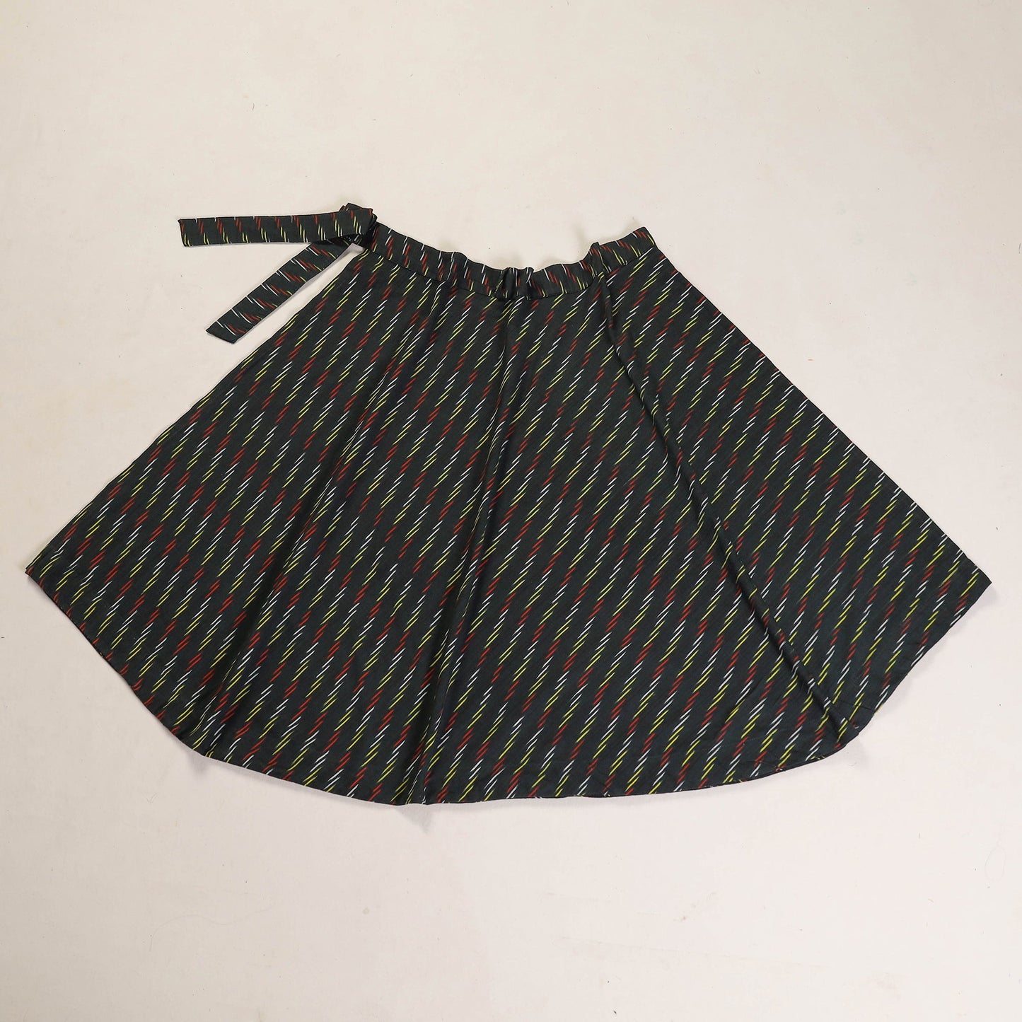 Green Wrap Around Cotton Pochampally Ikat Skirt