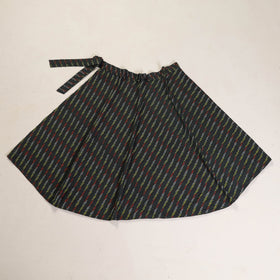 Green Wrap Around Cotton Pochampally Ikat Skirt