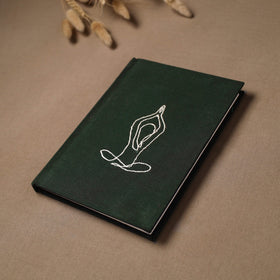 Yoga hand embroidered fabric cover handmade paper journal
